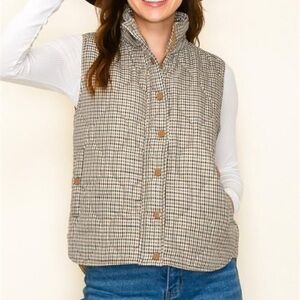 Hidden Zipper Plaid Vest Women's